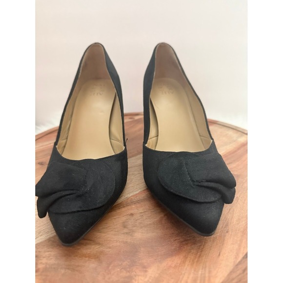 Naturalizer Black Suede Bow Pointed Toe Heels Women Size 8.5M Dress Shoes - Picture 2 of 9